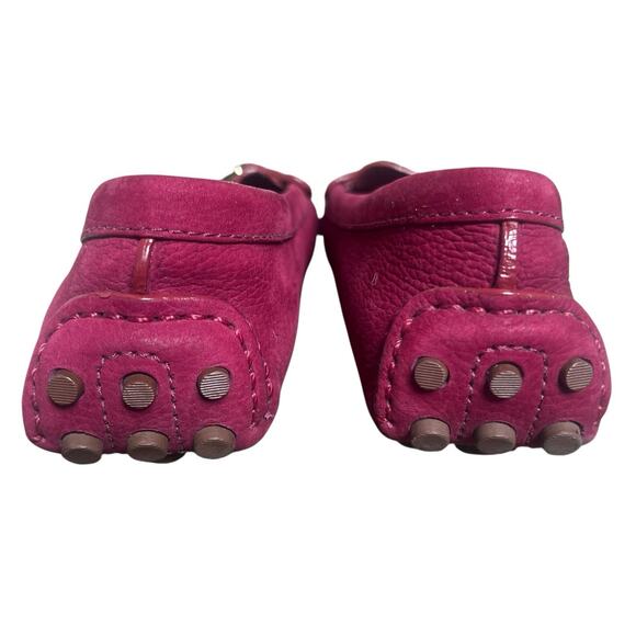 Tory Burch Cranberry Red Kendrick Driver Loafers Size 7 .5 Flats Leather - Picture 10 of 11